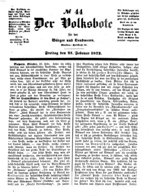 Der Volksbote für den Bürger und Landmann Freitag 23. Februar 1872