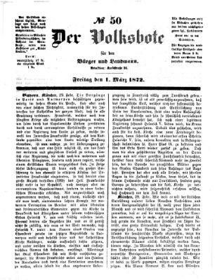 Der Volksbote für den Bürger und Landmann Freitag 1. März 1872