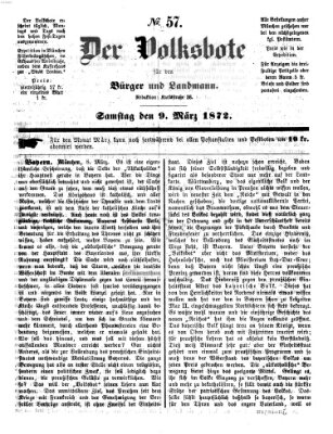 Der Volksbote für den Bürger und Landmann Samstag 9. März 1872