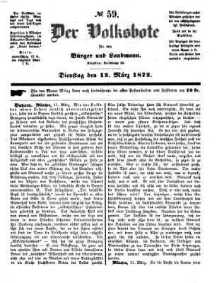 Der Volksbote für den Bürger und Landmann Dienstag 12. März 1872