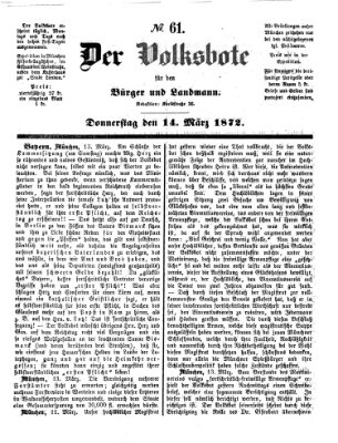 Der Volksbote für den Bürger und Landmann Donnerstag 14. März 1872