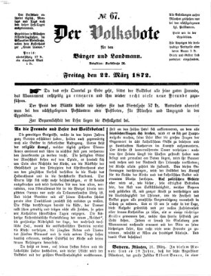 Der Volksbote für den Bürger und Landmann Freitag 22. März 1872