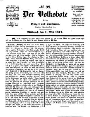 Der Volksbote für den Bürger und Landmann Mittwoch 1. Mai 1872