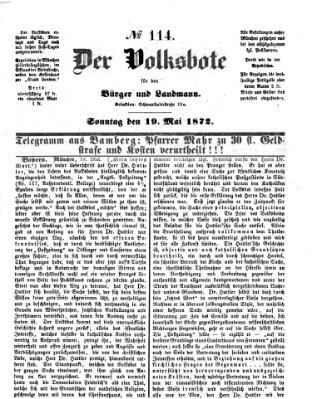 Der Volksbote für den Bürger und Landmann Sonntag 19. Mai 1872