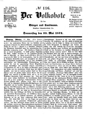 Der Volksbote für den Bürger und Landmann Donnerstag 23. Mai 1872