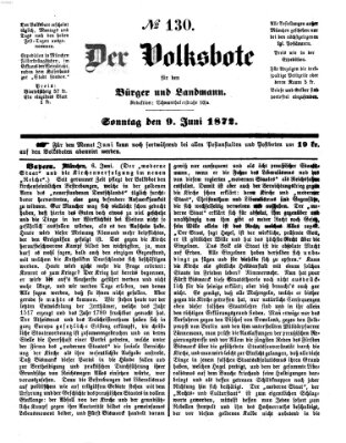 Der Volksbote für den Bürger und Landmann Sonntag 9. Juni 1872