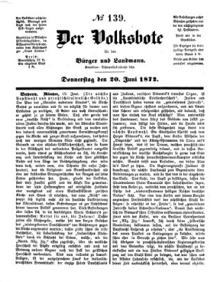 Der Volksbote für den Bürger und Landmann Donnerstag 20. Juni 1872