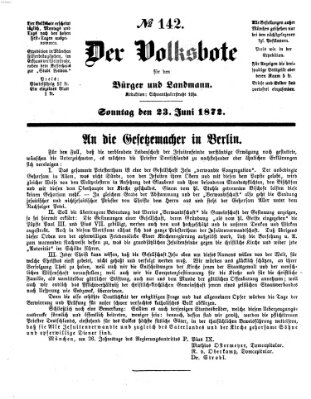 Der Volksbote für den Bürger und Landmann Sonntag 23. Juni 1872