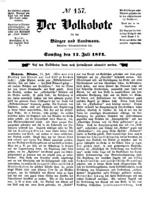 Der Volksbote für den Bürger und Landmann Samstag 13. Juli 1872