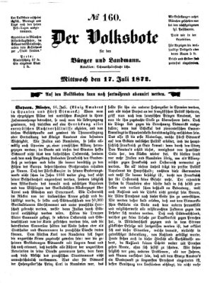 Der Volksbote für den Bürger und Landmann Mittwoch 17. Juli 1872