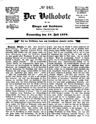 Der Volksbote für den Bürger und Landmann Donnerstag 18. Juli 1872