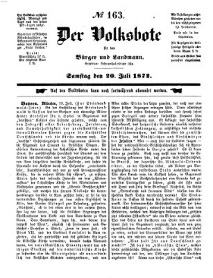 Der Volksbote für den Bürger und Landmann Samstag 20. Juli 1872