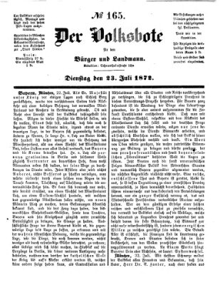 Der Volksbote für den Bürger und Landmann Dienstag 23. Juli 1872