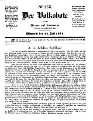 Der Volksbote für den Bürger und Landmann Mittwoch 24. Juli 1872