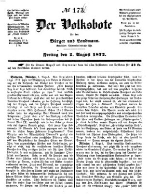 Der Volksbote für den Bürger und Landmann Freitag 2. August 1872