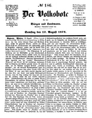 Der Volksbote für den Bürger und Landmann Samstag 17. August 1872