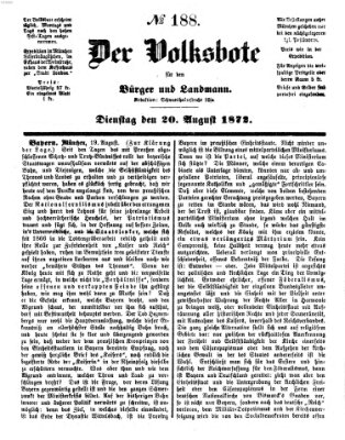 Der Volksbote für den Bürger und Landmann Dienstag 20. August 1872