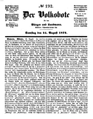 Der Volksbote für den Bürger und Landmann Samstag 24. August 1872