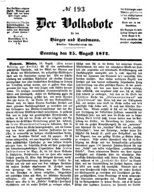 Der Volksbote für den Bürger und Landmann Sonntag 25. August 1872