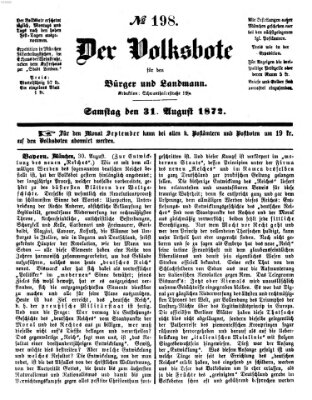 Der Volksbote für den Bürger und Landmann Samstag 31. August 1872