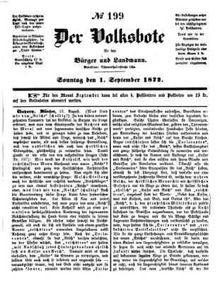 Der Volksbote für den Bürger und Landmann Sonntag 1. September 1872