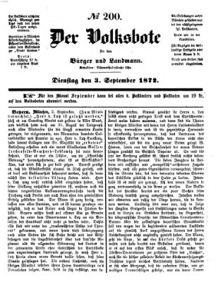 Der Volksbote für den Bürger und Landmann Dienstag 3. September 1872