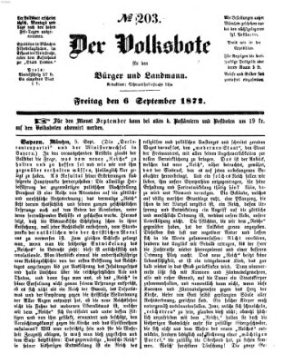 Der Volksbote für den Bürger und Landmann Freitag 6. September 1872