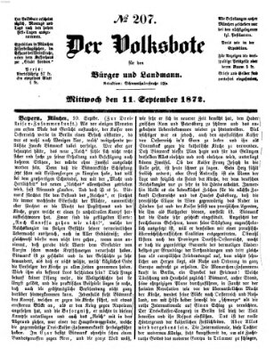 Der Volksbote für den Bürger und Landmann Mittwoch 11. September 1872