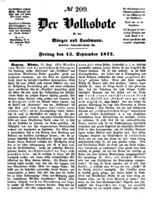 Der Volksbote für den Bürger und Landmann Freitag 13. September 1872