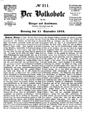 Der Volksbote für den Bürger und Landmann Sonntag 15. September 1872