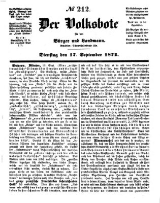 Der Volksbote für den Bürger und Landmann Dienstag 17. September 1872