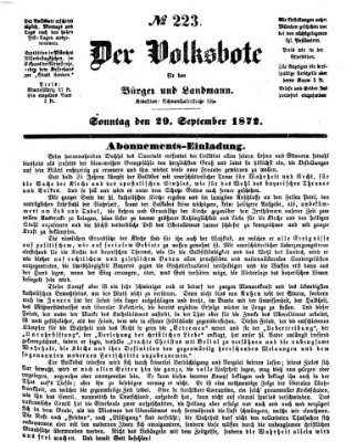 Der Volksbote für den Bürger und Landmann Sonntag 29. September 1872