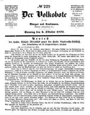 Der Volksbote für den Bürger und Landmann Sonntag 6. Oktober 1872