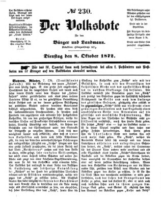 Der Volksbote für den Bürger und Landmann Dienstag 8. Oktober 1872