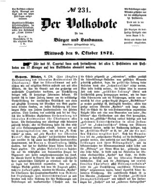 Der Volksbote für den Bürger und Landmann Mittwoch 9. Oktober 1872