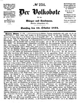 Der Volksbote für den Bürger und Landmann Samstag 12. Oktober 1872