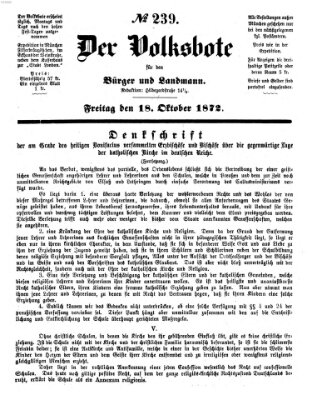 Der Volksbote für den Bürger und Landmann Freitag 18. Oktober 1872