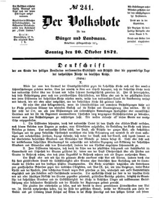 Der Volksbote für den Bürger und Landmann Sonntag 20. Oktober 1872