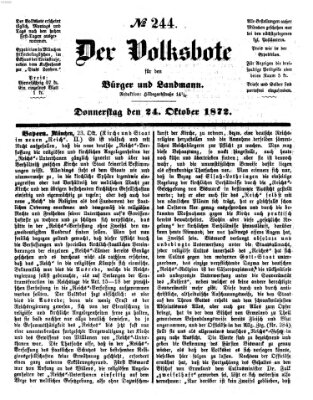 Der Volksbote für den Bürger und Landmann Donnerstag 24. Oktober 1872