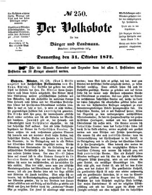 Der Volksbote für den Bürger und Landmann Donnerstag 31. Oktober 1872