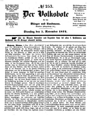 Der Volksbote für den Bürger und Landmann Dienstag 5. November 1872