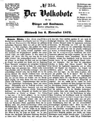 Der Volksbote für den Bürger und Landmann Mittwoch 6. November 1872