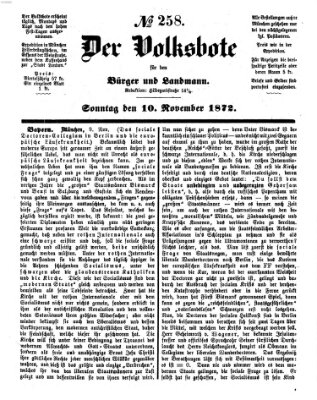 Der Volksbote für den Bürger und Landmann Sonntag 10. November 1872