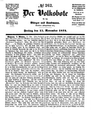 Der Volksbote für den Bürger und Landmann Freitag 15. November 1872