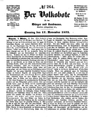 Der Volksbote für den Bürger und Landmann Sonntag 17. November 1872