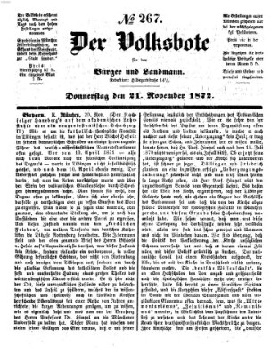 Der Volksbote für den Bürger und Landmann Donnerstag 21. November 1872