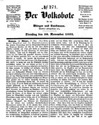 Der Volksbote für den Bürger und Landmann Dienstag 26. November 1872