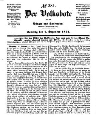 Der Volksbote für den Bürger und Landmann Samstag 7. Dezember 1872