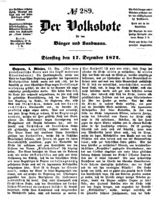 Der Volksbote für den Bürger und Landmann Dienstag 17. Dezember 1872