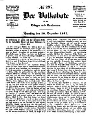 Der Volksbote für den Bürger und Landmann Samstag 28. Dezember 1872